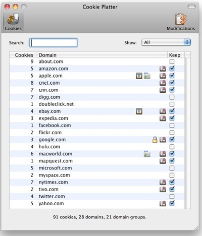 Cookie Platter for Mac OS X automates browser cookie management
