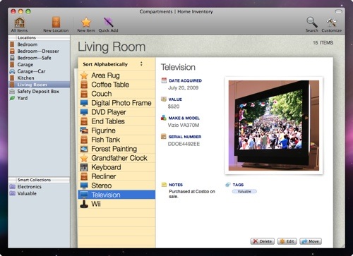 Compartments is new home inventory app for Mac OS X