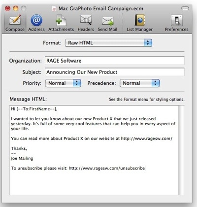MailShoot 2 for Mac OS X works with iWeb, MobileMe
