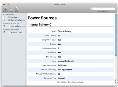 DssW releases Battery Report for Mac OS X
