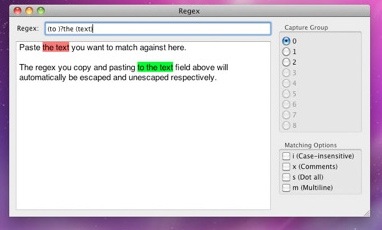 Regex is new Mac OS X app for testing regular expressions