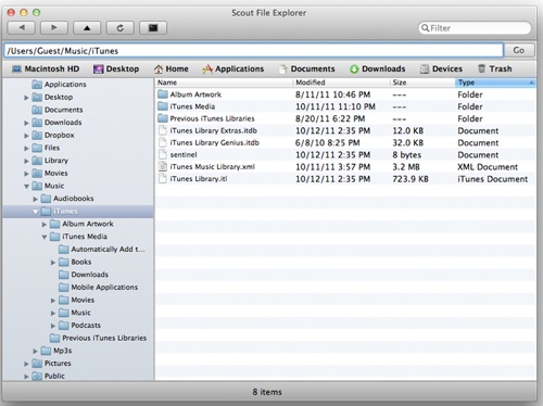 Scout File Explorer offers simplified file browsing for Mac OS X