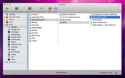 DiskAid offers file transfers from iOS to OS X without iTunes