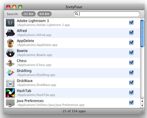 SixtyFour for Mac OS X lets you open apps in 32-bit mode