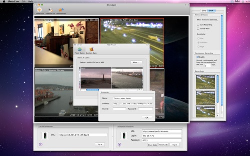 iPeekCam is live surveillance App for Mac OS X
