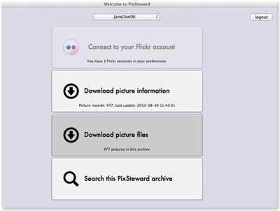 PixSteward offers Flickr backup for Mac OS X