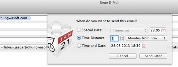 SendLater lets you send emails on time