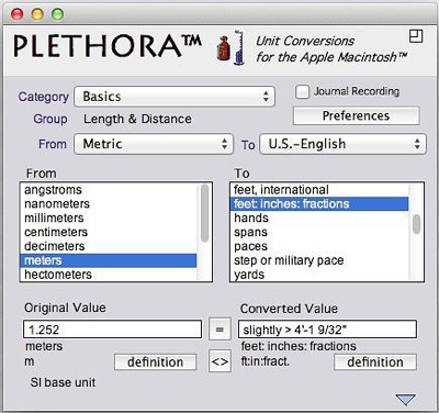 Plethora is new measurement unit converter for the Mac