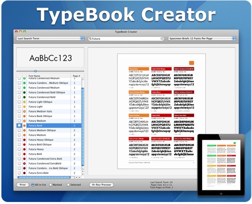 TypeBook Creator for Mac OS X gets new interface