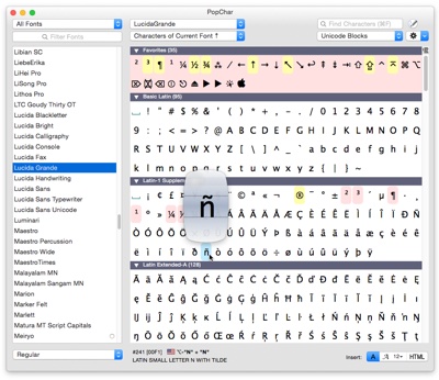 PopChar X 7.4 supports Apple Color Emoji flags with searchable names