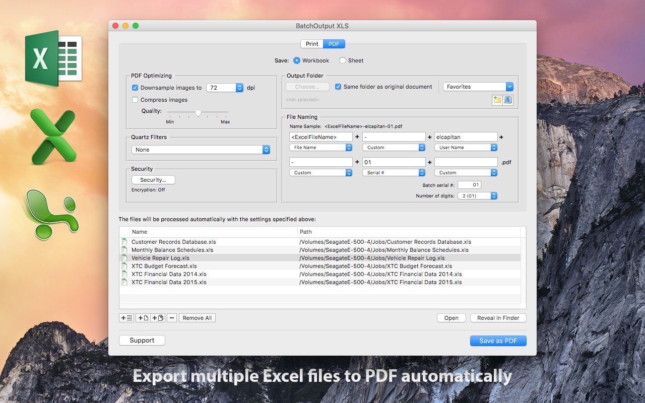 BatchOutput for Microsoft Excel now supports macOS Mojave