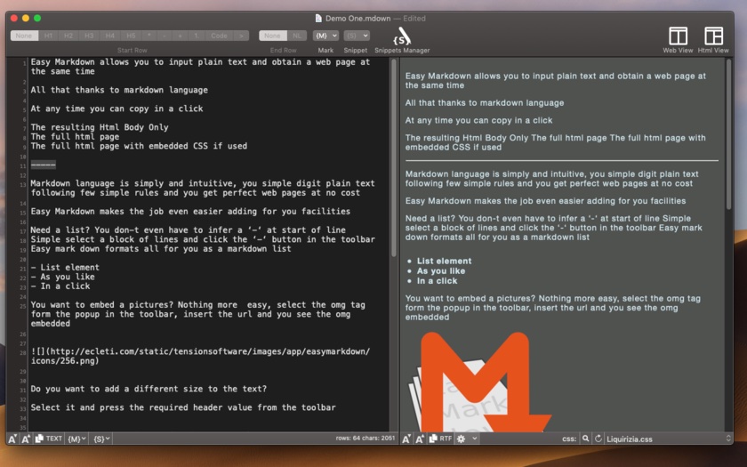 Easy Markdown 1.7 is optimized for macOS Mojave