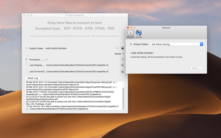 Text Converter 1.5 is optimized for macOS Mojave
