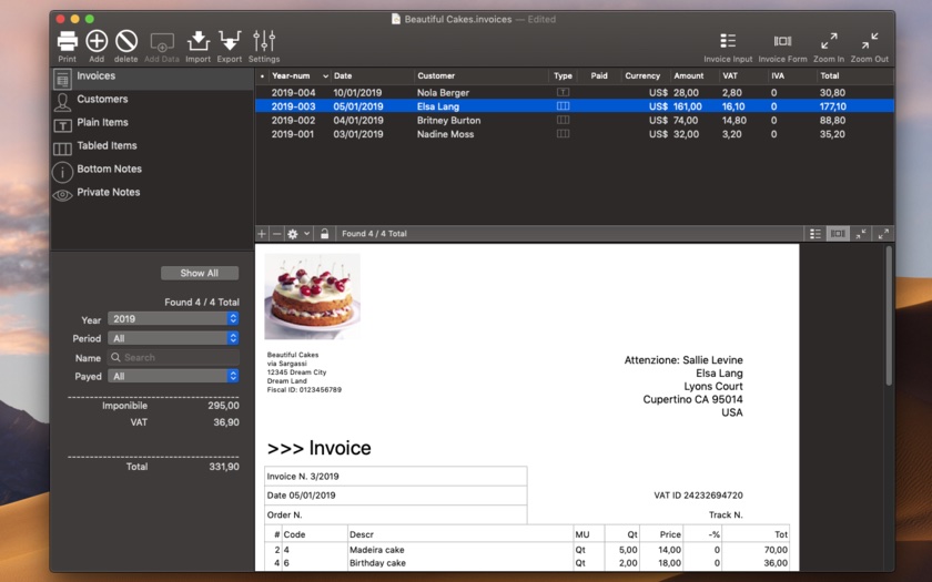 Invoices 3.3 is optimized for macOS Mojave