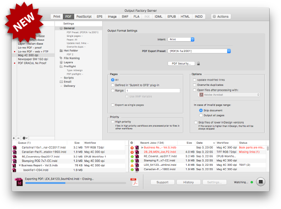 Output Factory Server for InDesign now allows daisy chain processing