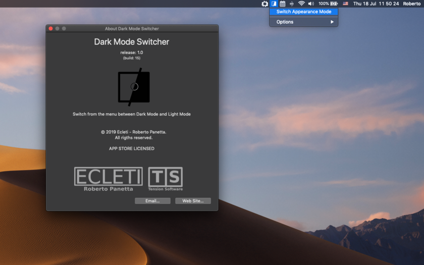 Ecleti releases Dark Mode Switch 1.0 for macOS