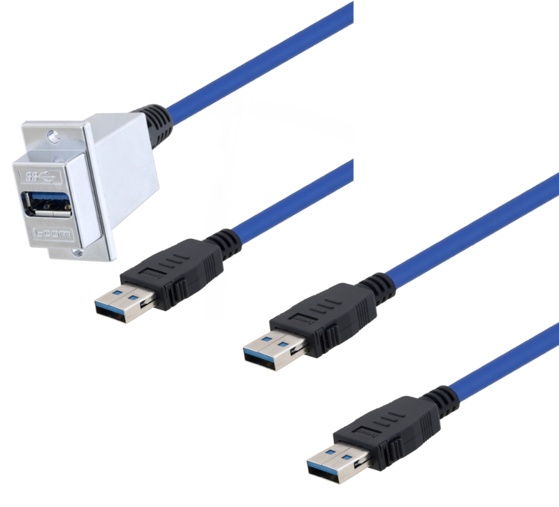 New latching USB 3.0 cable assemblies address heavy vibration applications