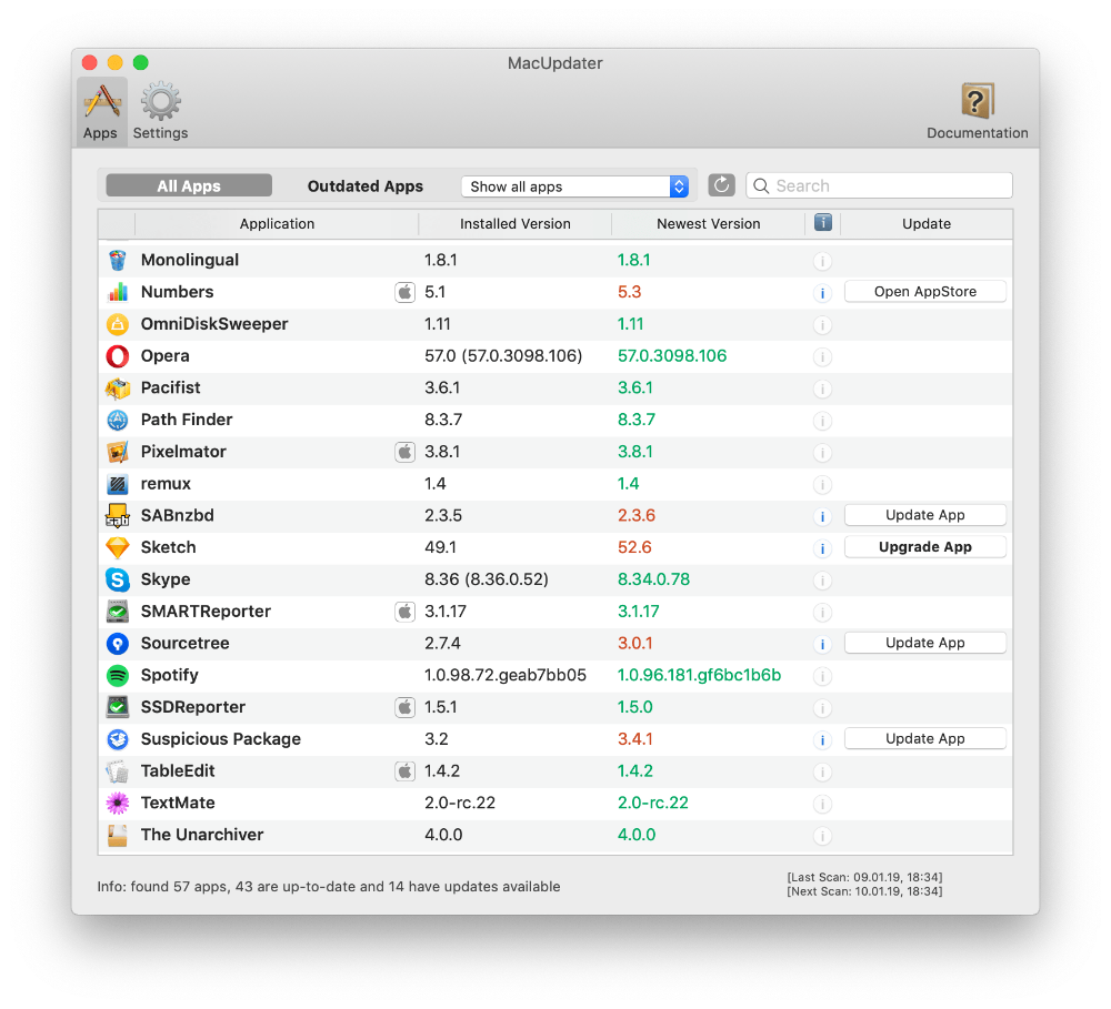 MacUpdater 1.5 offers new filter options