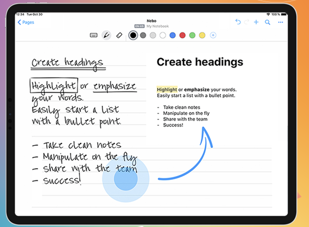 Nebo 2.6 for iOS offers improved digital note-taking speed