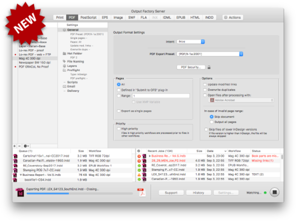 Output Factory Server for InDesign adds metadata-based email alerts