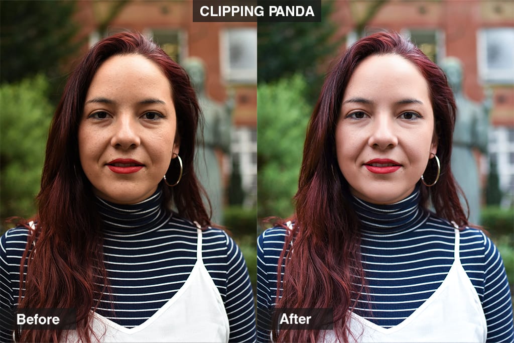 Clipping Panda's white balance is off, and the hair wasn't retouched
