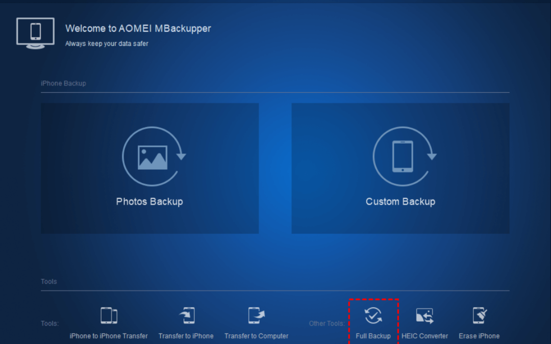 AOMEI MBackupper is an iOS data transfer and backup tool