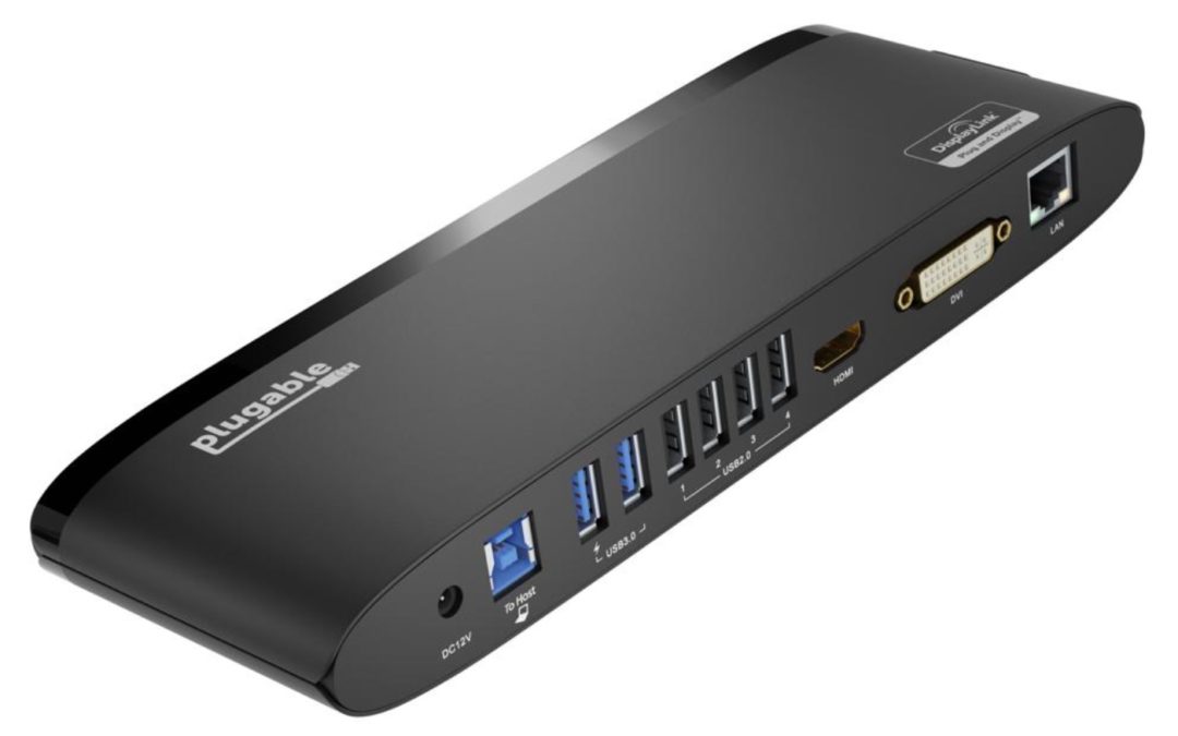Plugable USB 3.0 Dual Monitor Horizontal Docking Station offers inexpensive two-screen set-up