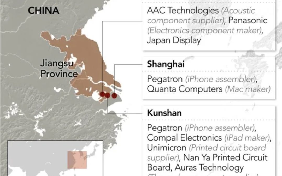 Half of Apple’s 200 top suppliers could be affected by COVID issues in China