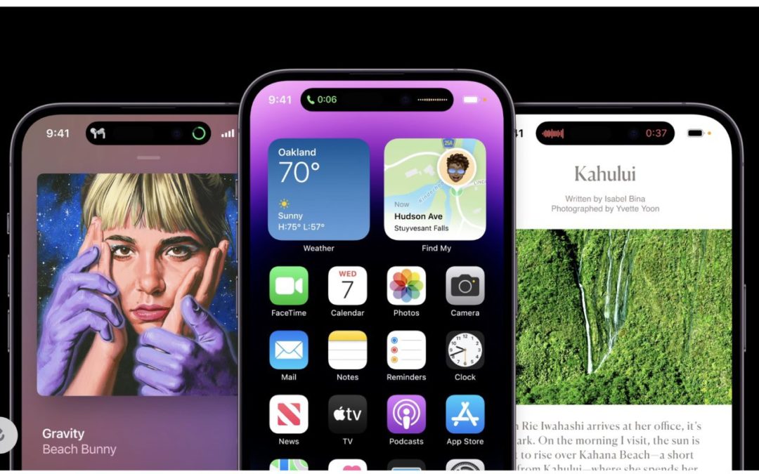 The iPhone 14 Pro and Pro Max feature a Dynamic Island, Always-On Display