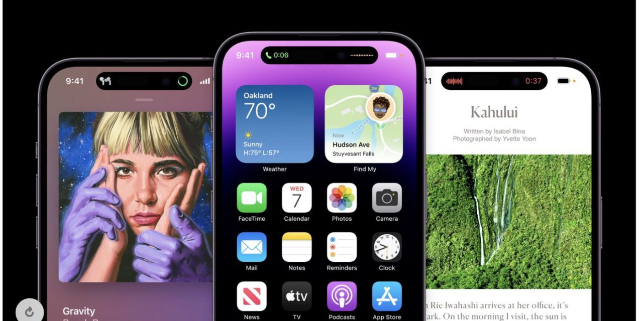 The iPhone 14 Pro and Pro Max feature a Dynamic Island, Always-On Display