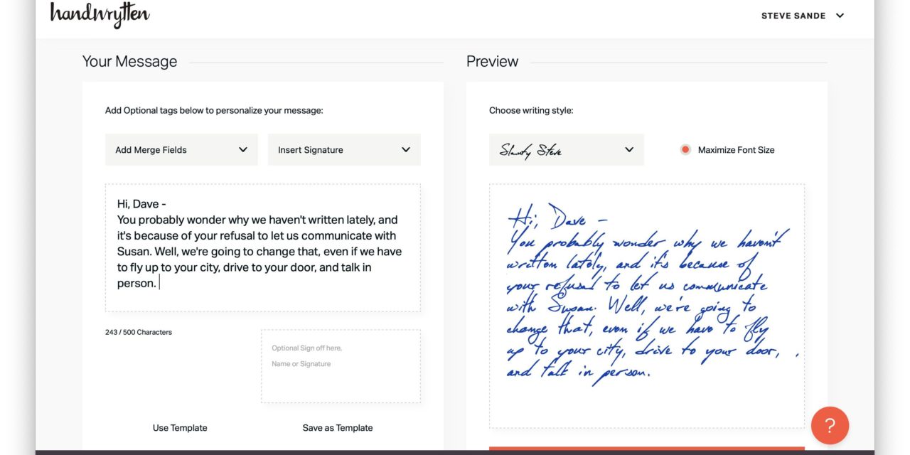 Handwrytten takes the work out of letter writing
