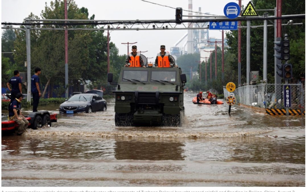 CEO Tim Cook says Apple will donate to relief efforts for areas impacted by the flooding in Beijing 