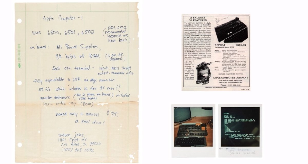 Steve Jobs’ handwritten Apple-1 Ad Copy Fetches $175,759 at auction