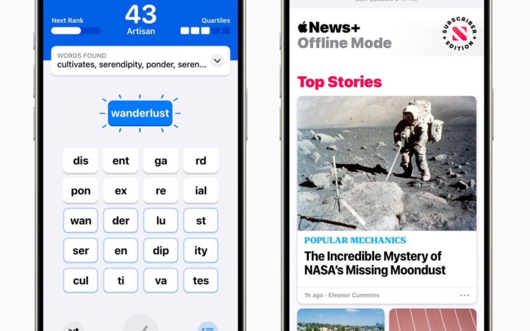 Apple News+ introduces Quartiles, a new original spelling game, and Offline Mode for subscribers