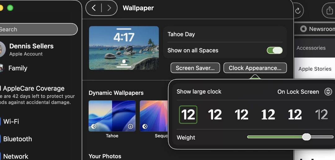 macOS Tahoe adds the ability to change your Mac’s Clock screen font