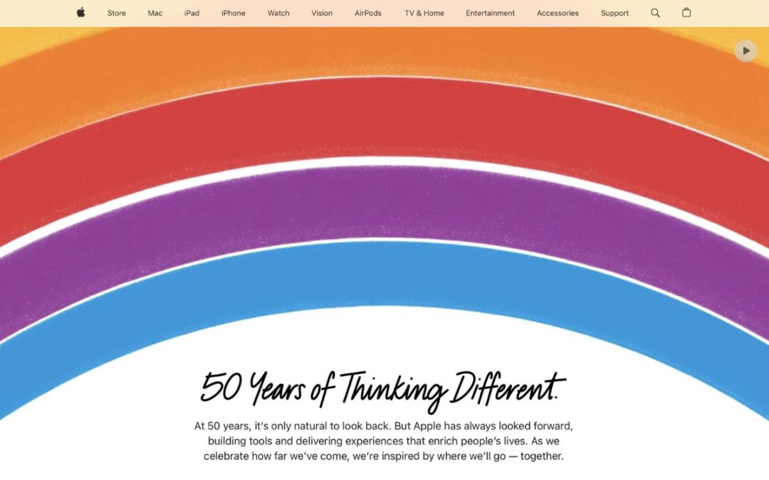 Apple updates its homepage with a special animated video celebrating the company’s 50th anniversary