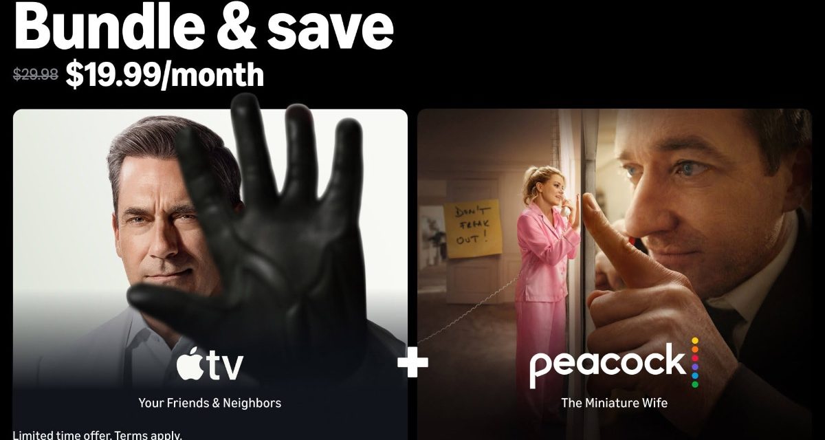 Apple TV and Peacock Premium Plus streaming bundle now available on Prime Video in the US for $19.99 per month