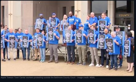 Employees and others protest closing of Apple’s retail store in Towson, Maryland