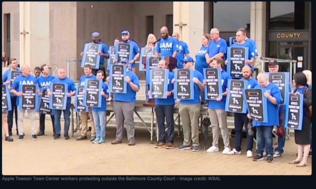 Employees and others protest closing of Apple’s retail store in Towson, Maryland
