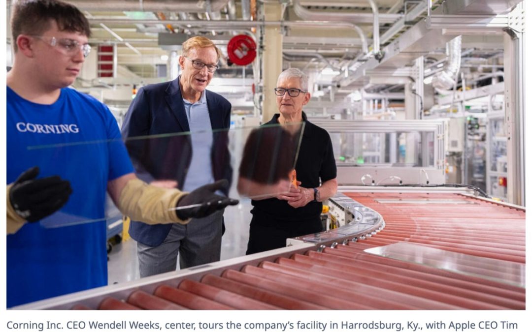 Apple and Corning plan to open a new Apple-Corning Innovation Center at their Central Kentucky plant 