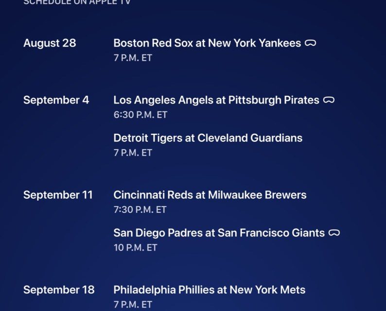 Apple and Major League Baseball announce September ‘Friday Night Baseball’ schedule and first‑ever broadcast in Apple Immersive