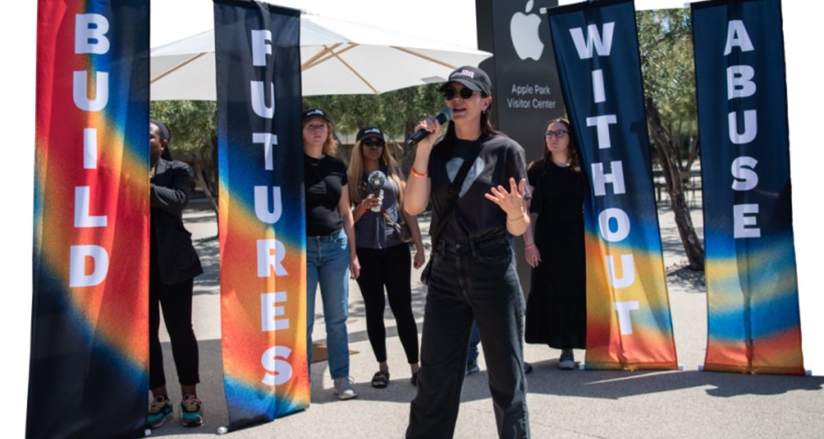 Heat Initiative protests outside Apple Fifth Avenue store before launch of new products