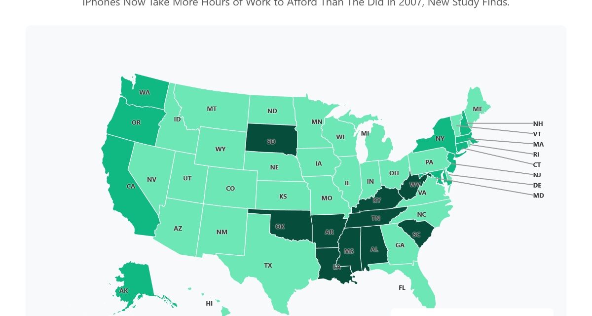 Here are the States That Need to Work the Most Hours to Afford the New iPhone 18 Pro